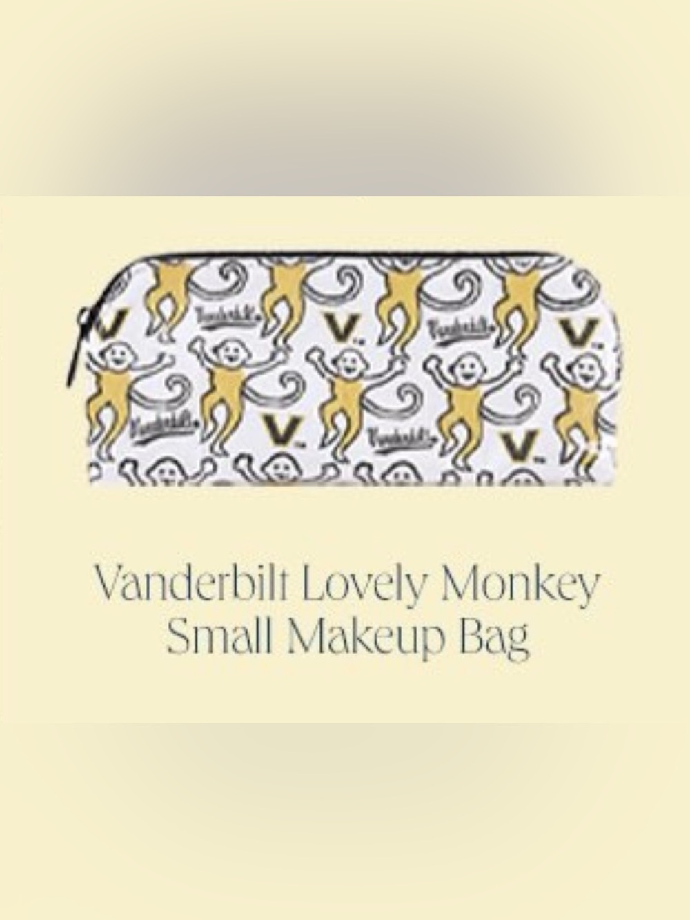 Roller Rabbit x Vanderbilt Lovely Monkeys Small Makeup Bag NWT